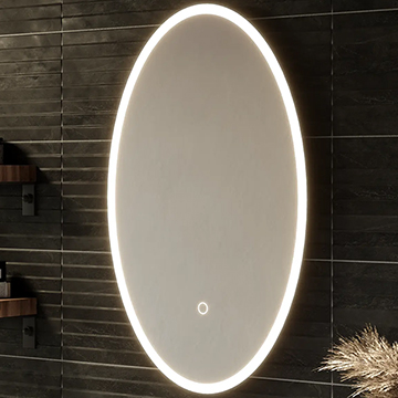 Sension Aurora Oval Diffused LED Borderlit Illuminated Mirror with Demister Pad - 500 x 800mm
