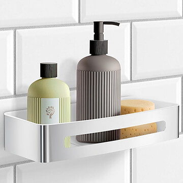 Smedbo Sideline Polished Stainless Steel Shower Basket with Insert - 290 x 123mm