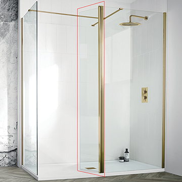 Aquadart Walk-In Brushed Brass Frame Flipper Panel - 300 x 2000mm - Ex-Display
