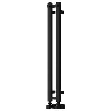 Reina Todi Vertical Flat Bar Black Designer Radiator with Towel Hook - Steel