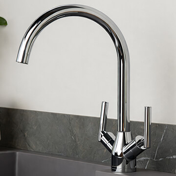 Bristan Chive Chrome Kitchen Mixer Tap with Curved Spout and Easyfit Base - Stick Handles