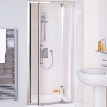 Lakes Classic Semi-Frameless Pivot Shower Door - Silver Profile - 700 x 1850mm - Ex-Display