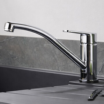 Bristan Cinnamon Ergonomic Chrome Kitchen Sink Mixer Tap with Easyfit Base - Flat Handle