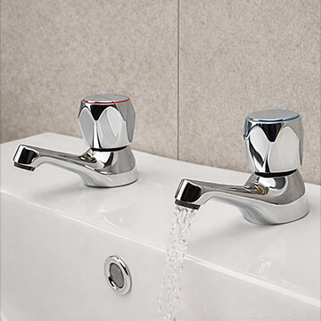 Bristan Club Contemporary Chrome Finish Basin Taps - Knob Handles - Deck Mounted