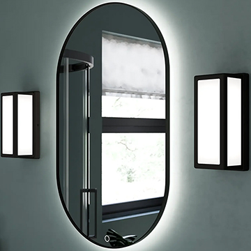 Sensio Nebula TrioTone Pill Backlit LED Mirror with Demister Pad - Matt Black Frame