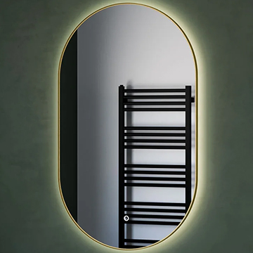 Sensio Nebula TrioTone Pill Backlit LED Mirror with Demister Pad - Matt Brass Frame