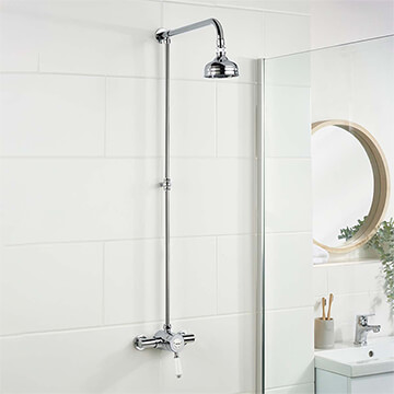 Bristan Colonial Thermostatic Chrome Shower Valve With Rigid Riser Kit