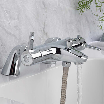 Bristan Design Thermostatic Chrome Bath Shower Mixer Tap with Diverter - Deck Mounted