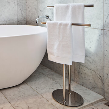 Smedbo Outline Freestanding Round Double Towel Rail - Stainless Steel