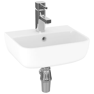 Lecico Atlas Rectangular Ultra Thin Lipped 1 Tap Hole White Basin
