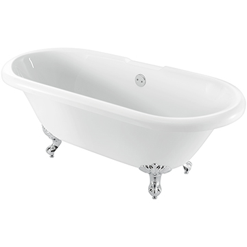 Lecico Saffia Traditional Acrylic Double Ended Freestanding Bath with Feet - 1695 x 755mm