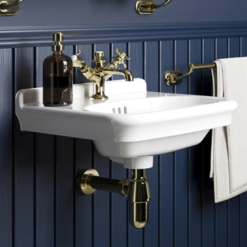 Burlington Guild White Wall Hung Cloakroom Basin with Overflow Hole