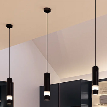 Sensio Solinas Matt Black Cylindrical Pendant Light - Warm or Cool White