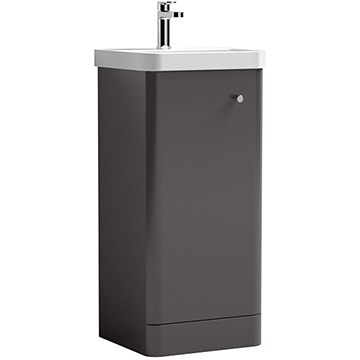 Nuie Core Freestanding Slimline Gloss Grey Vanity Unit - 1 Door - 379 x 814mm - Ex-Display