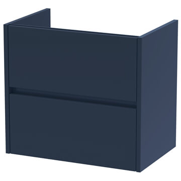 Nuie Wall Hung Vanity Unit - 600 x 385mm - 2 Drawer - Midnight Blue - Ex-Display