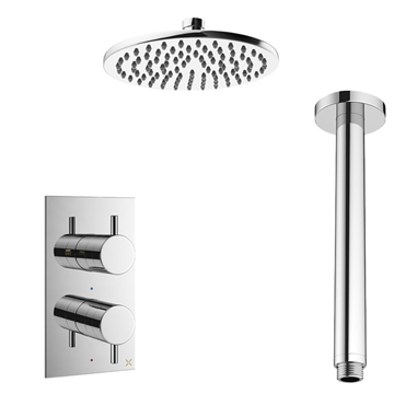 Crosswater MPRO Concealed Thermostatic Mixer Valve with Showerhead and Ceiling Mounted Arm