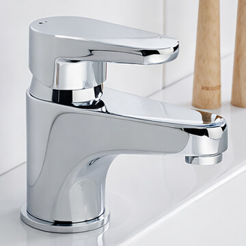 Bristan Quest Contemporary Chrome Basin Mixer Tap - Flat Handle - Deck Mounted