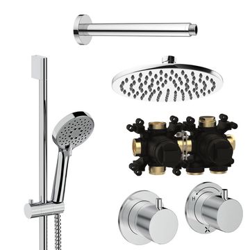 Crosswater Module Thermostatic Shower Valve with Slide Rail Kit - Fixed Head and Ceiling Arm