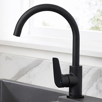 Bristan Raspberry Black Kitchen Sink Mixer Tap with Easyfit Base - Front Lever Handle