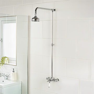 Bristan Regency Traditional Thermostatic Mixer Valve with Shower Head and Rigid Riser