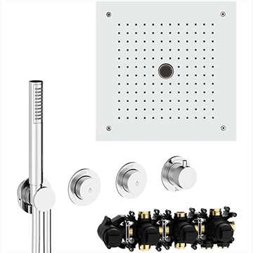 Crosswater Module Plus 2 Outlet Thermostatic Push Button Shower Set with Stream Square Head