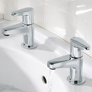 Bristan Quest Chrome Basin Taps - Flat Lever Handles - Deck Mounted