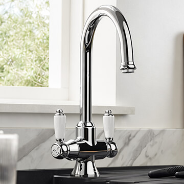 Bristan Renaissance Traditional Chrome Kitchen Mixer Tap with Swivel Spout - Easyfit Base