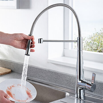 Bristan Sabre Professional Pull Down Kitchen Sink Mixer Tap - Stainless Steel and ABS