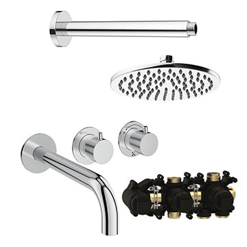Crosswater Module 2 Outlet Thermostatic Shower Set with Head and Ceiling Mounted Arm