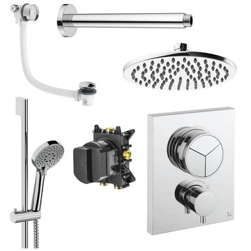 Crosswater MPRO CrossBox Concealed Thermostatic Shower Set 8 - 3 Outlets - Ceiling Arm