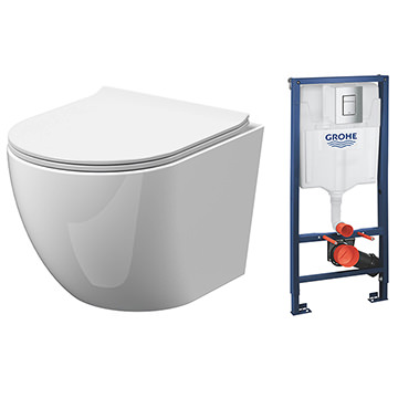 Grohe Wall Hung Rimless Toilet Pack with Rapid SL Concealed Frame Set - 500 x 1130mm