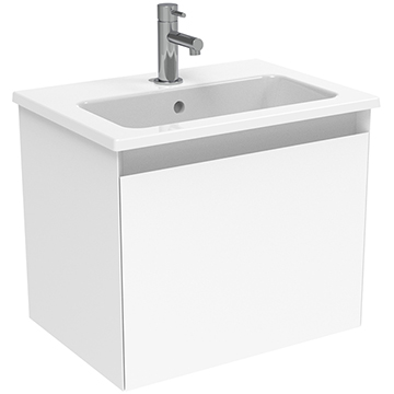 Saneux Uni Contemporary Wall Hung Vanity Unit - Handle-Less - 1 Drawer - 400mm High