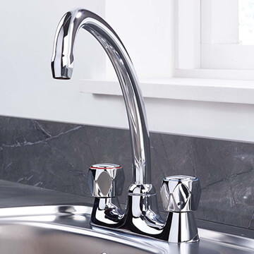Bristan Value Club Commercial Chrome Kitchen Mixer Tap with Swivel Spout - Knob Handles