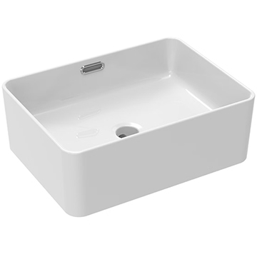Saneux Sienna Gloss White Rectangular Countertop Washbasin with Overflow