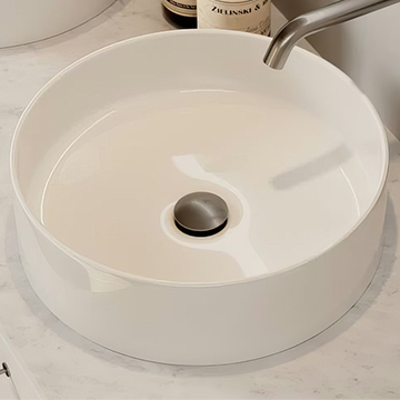 Saneux Sienna Round Gloss White Countertop Washbasin