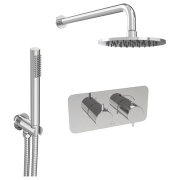 Saneux Eden Concealed Thermostatic Shower Kit with Slim Handset - 2 Control - 2 Outlet - Image