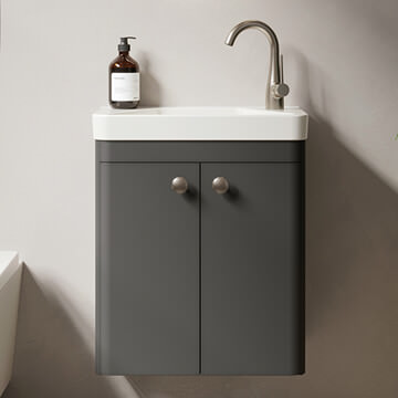 Saneux Hyde 488mm Two Door Wall Hung Unit With 1 Taphole Basin