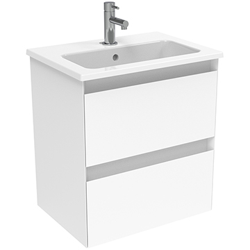 Saneux Uni Contemporary Wall Hung Vanity Unit - Handle-Less - 2 Drawer - 530mm High
