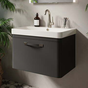 Saneux Hyde Curved Edge Wall Hung Vanity Unit - 1 Drawer - 588 x 452mm