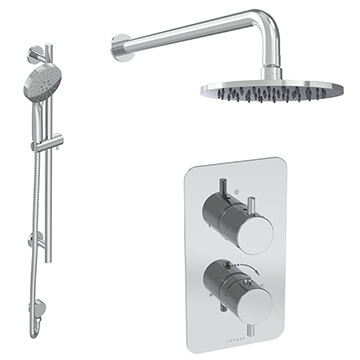Saneux Cos 2-Way Thermostatic Shower with 3 Function Handset and Slider Rail Kit
