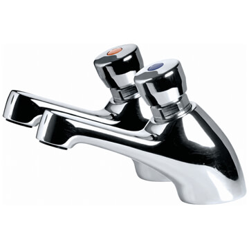 Lecico Atlas Kirkby Chrome Deck Mounted Non-Concussive Basin Taps - TPKIRNONC