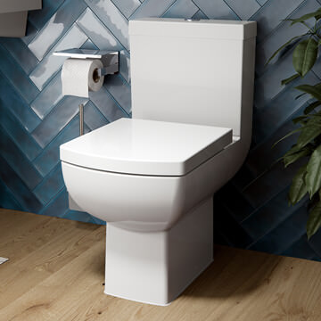 Saneux I-Line-II Gloss White Close Coupled Rimless WC Pan with Cistern - 365 x 610mm