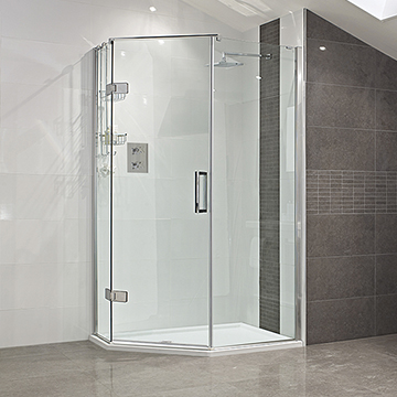 Roman Liberty Neo Reversible Pentagon Shower Enclosure with Handle - Hinged Door