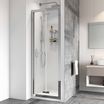 Roman Haven-8 Clear Glass Folding Shower Door - Hinged Mechanism - Reversible