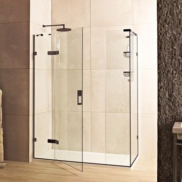 Roman Liberty Corner Shower Enclosure with Two In-Line Panels - Hinged Mechanism