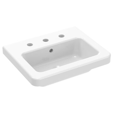 Saneux Indigo Gloss White Rectangular Inset Vanity Basin - 3 Tapholes