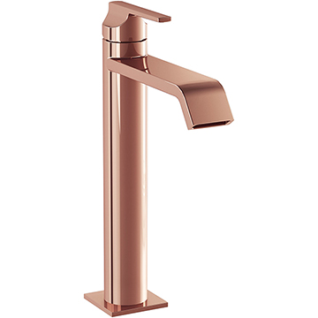VitrA Suit Contemporary Soft Copper Tall Basin Mixer Tap - Long Spout - Stick Handle
