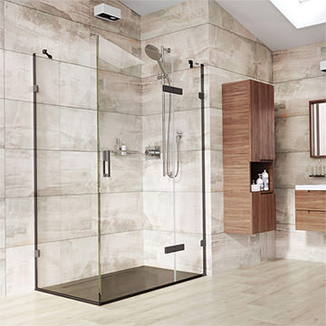 Roman Liberty Hinged Frameless Shower Enclosure with In-Line and Side Panel