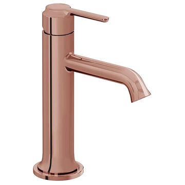 VitrA Origin Classic Soft Copper Basin Mixer Tap with Curved Spout - Stick Handle