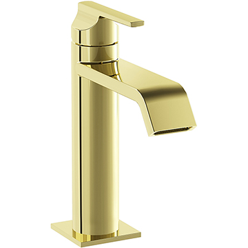 VitrA Suit Contemporary Soft Gold Basin Mixer Tap with Long Spout - Stick Handle